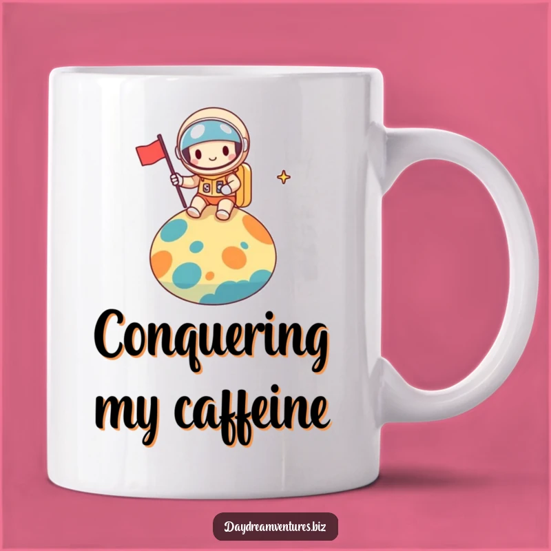Funny Space Explorer Mug: Cheerful Planet Planting Adventure Gift