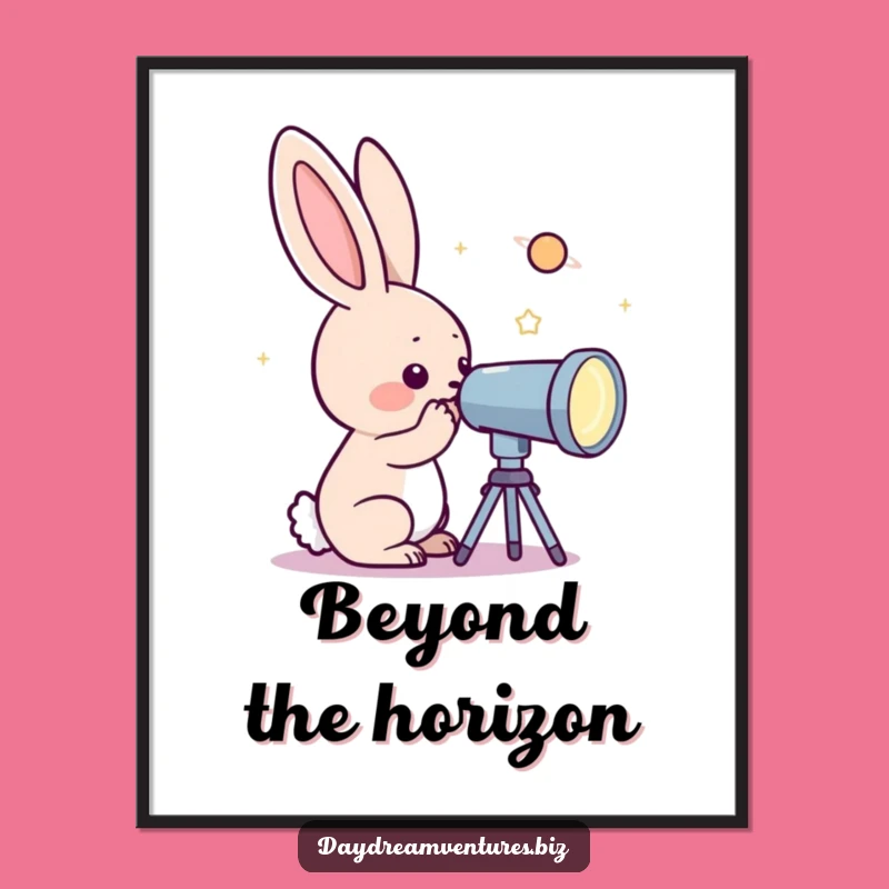 Funny Rabbit Telescope Digital Art: Instant Wonder for Your Walls