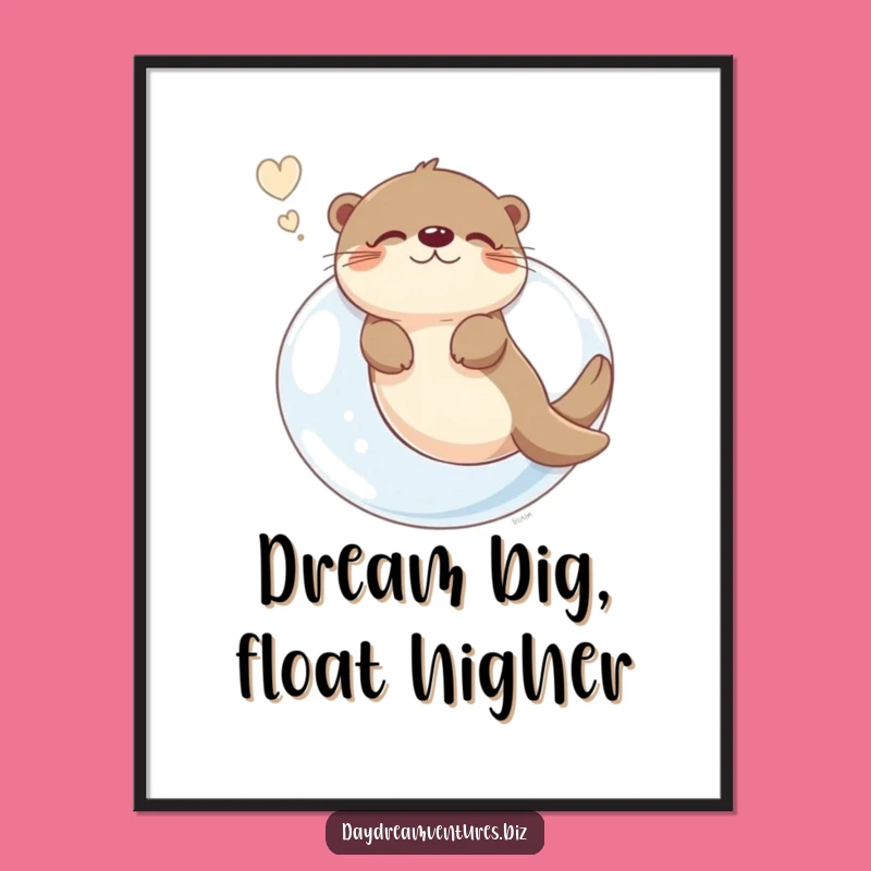 Funny Otter Bubble Dream Digital Art: Instant Whimsy for Your Walls