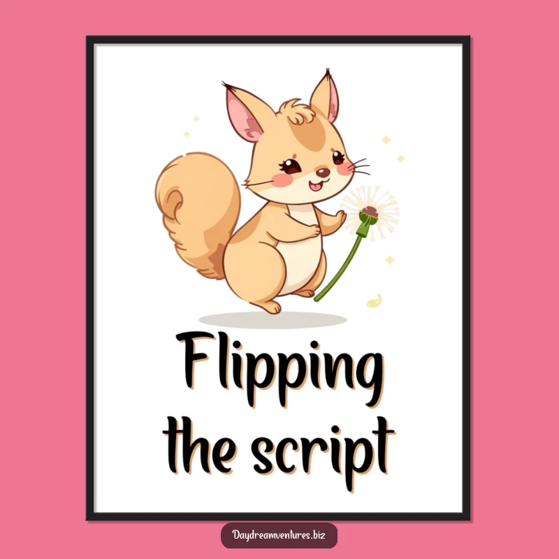 Funny Squirrel Dandelion Ride Digital Art: Instant Whimsy for Walls