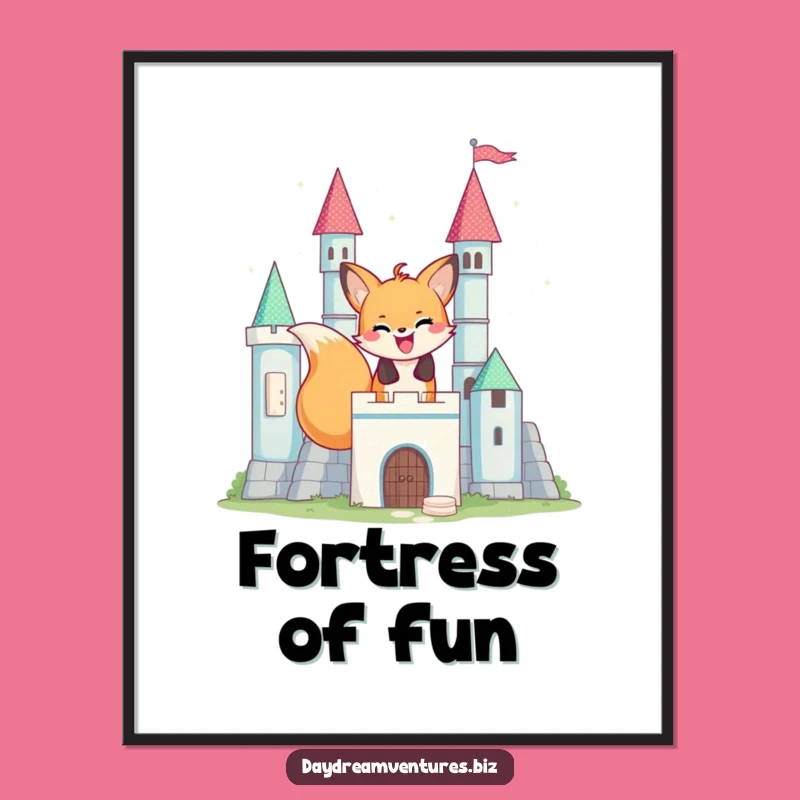 Funny Fox Castle Builder Digital Art: Instant Enchantment for Walls
