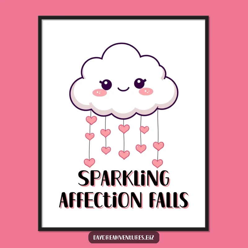 Funny Cloud Hearts Digital Art: Sparkling Love Print Gift