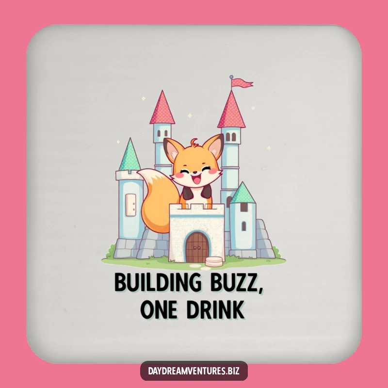 Funny Fox Castle Builder Coaster: Protect Surfaces with Whimsy