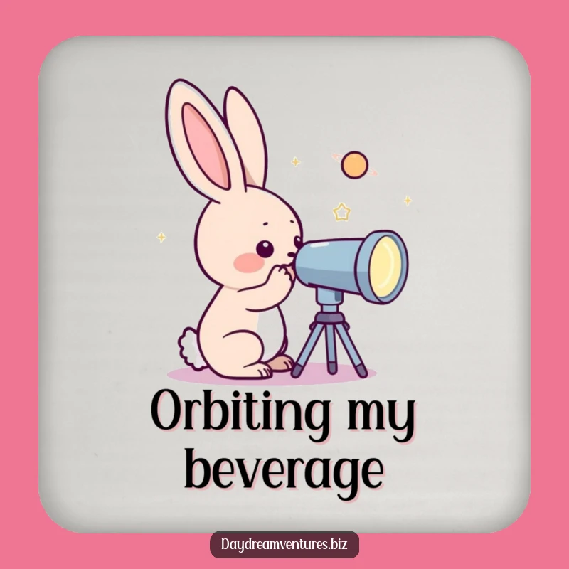 Funny Rabbit Telescope Coaster: Protect Surfaces with Cosmic Charm