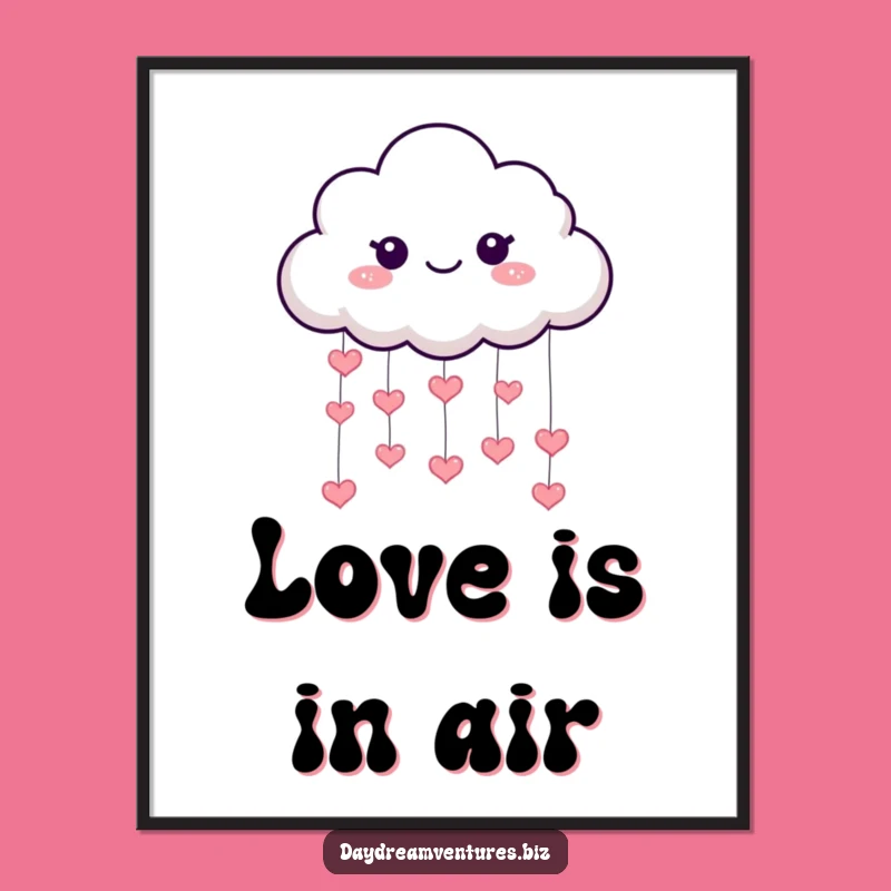 Funny Cloud Hearts Poster: Sparkling Love Art Print Gift
