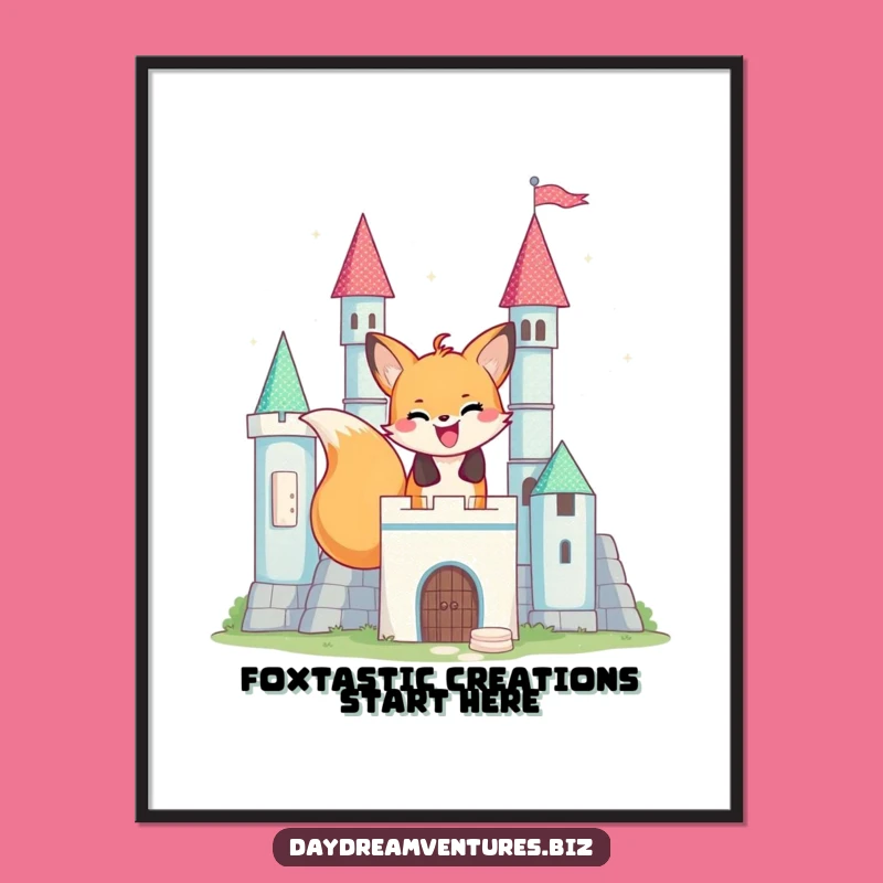 Free Printable Wall Art: Fox's Fantasy Castle, Whimsical Downloadable Decor