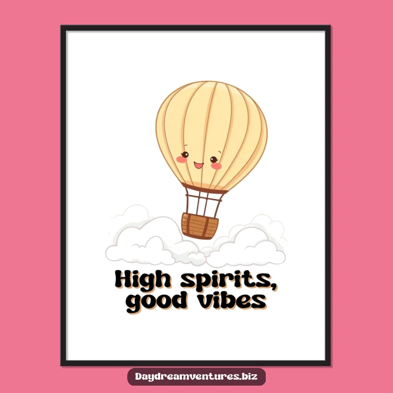 Free Printable Wall Art: Joyful Hot Air Balloon Over Peaceful Clouds Decor