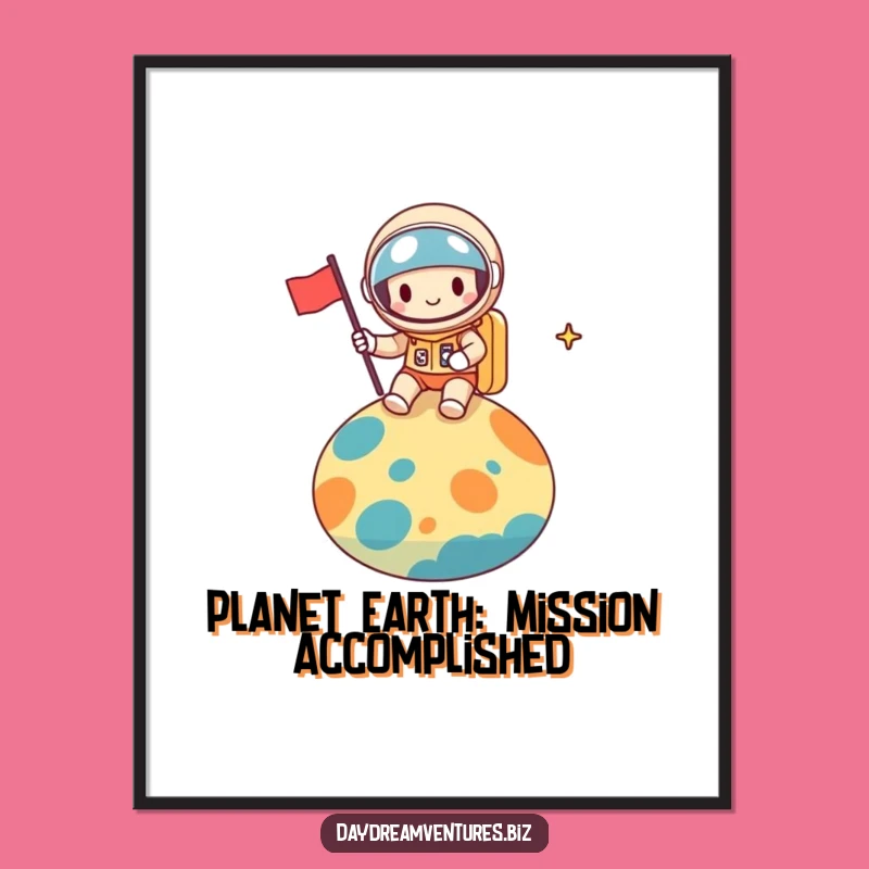 Free Printable Wall Art: Cheerful Space Explorer's Planet Landing Decor