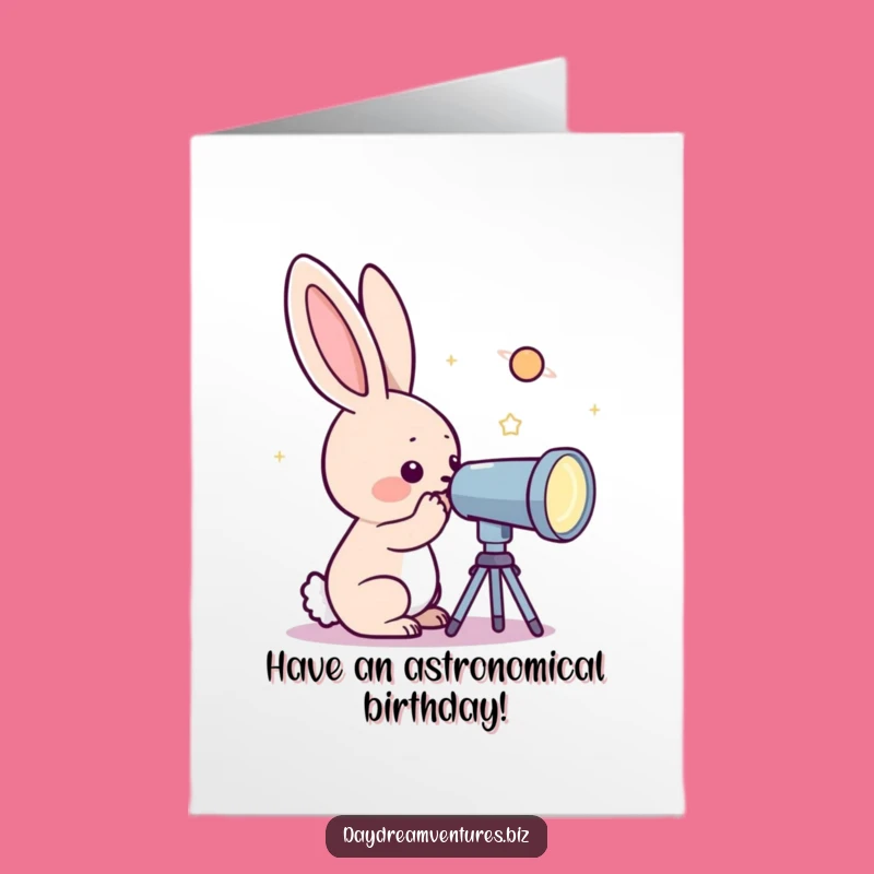 Free Printable Birthday Card: Rabbit's Space Discovery, Cosmic Downloadable Gift