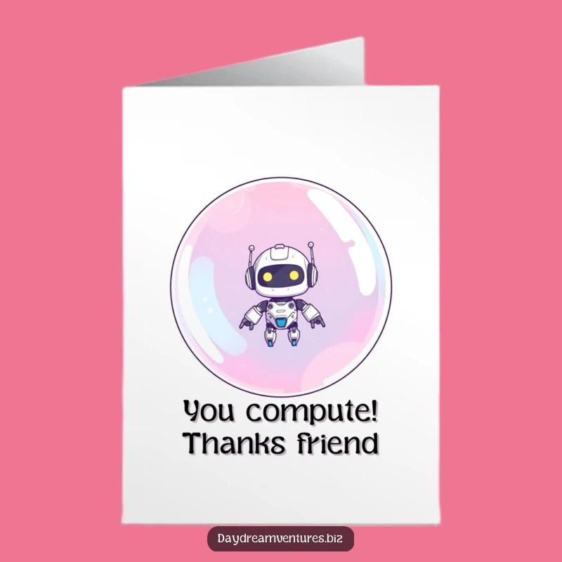 Free Printable Thank You Card: Cute Robot Bubble Float, Whimsical Downloadable Gift