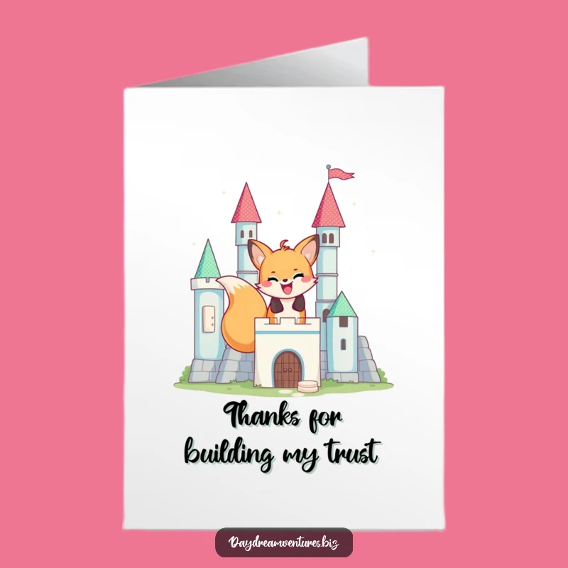 Free Printable Thank You Card: Fox's Block Castle, Thoughtful Downloadable Gift