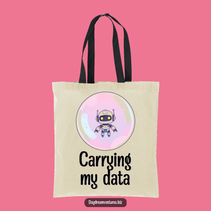 Funny Robot Tote Bag: Bubble Floating Adventure Carryall Funny Gift