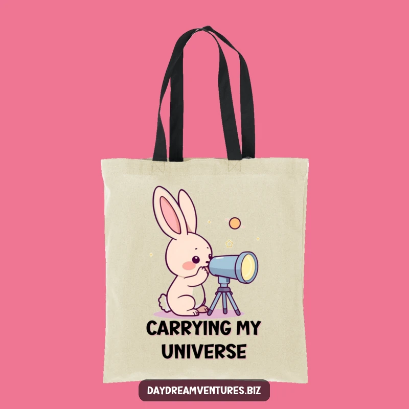 Funny Rabbit Telescope Tote Bag: Carry Your Curiosity in Style